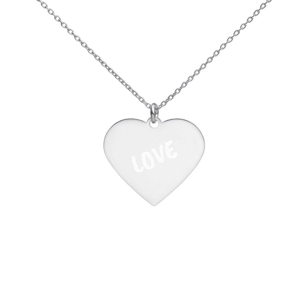 Love Necklace of Silver - Heart Shaped with White Rhodium Coating on The Good Shop Online Store