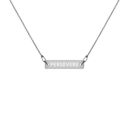Perseverance Necklace, Engraved Silver Bar Chain, Black Rhodium Coating on The Good Shop Online Store
