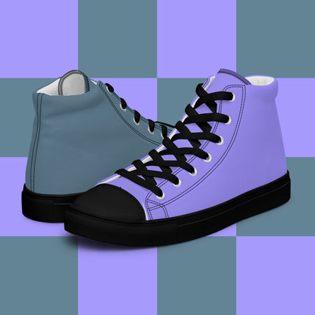 Punk Blue and Lavender High Top Canvas Shoes - Men’s - Black Sole on The Good Shop Online Store