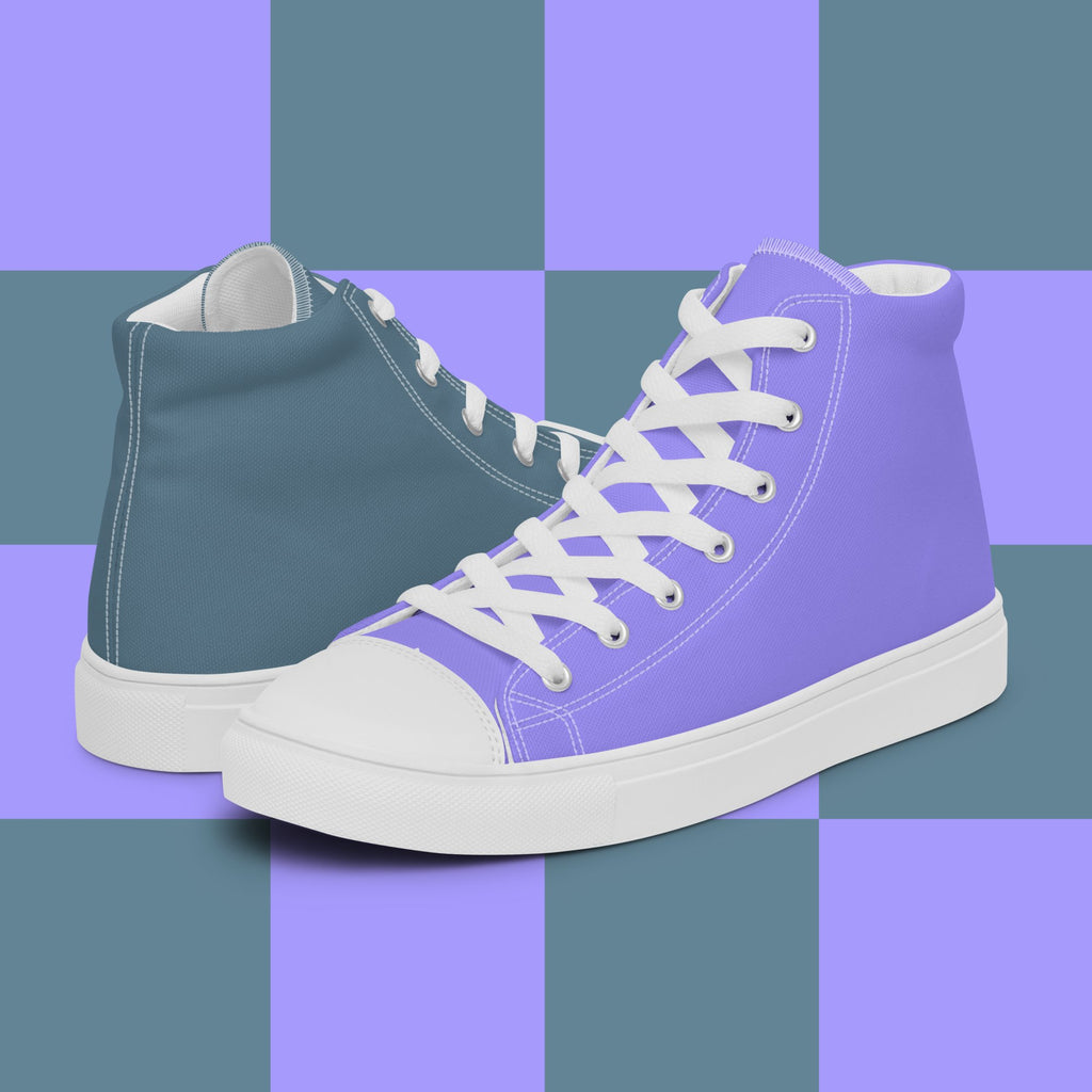 Punk Blue and Lavender High Top Canvas Shoes - Men’s - White Sole on The Good Shop Online Store
