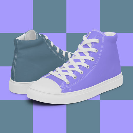 Punk Blue and Lavender High Top Canvas Shoes - Men’s - White Sole on The Good Shop Online Store