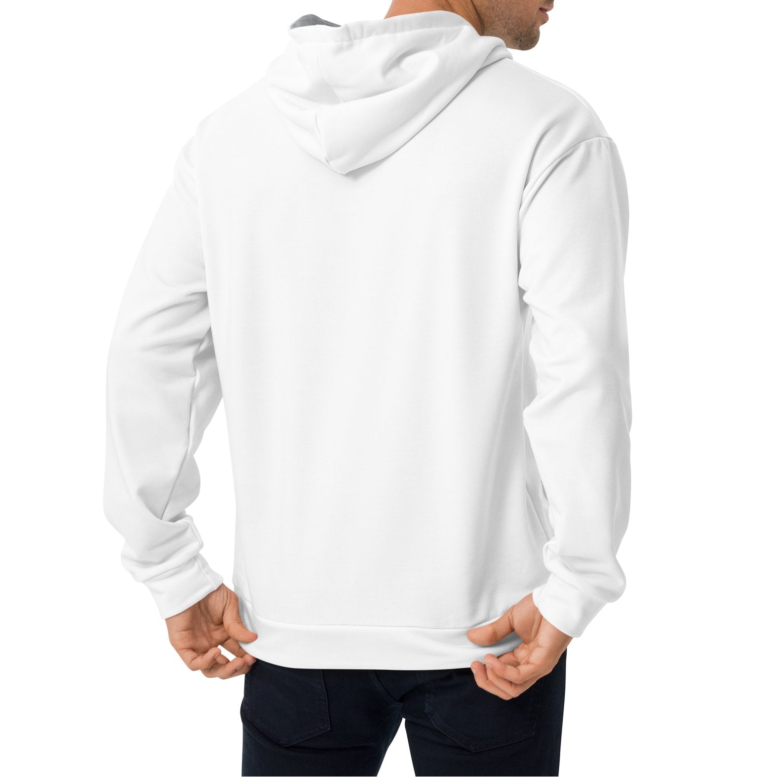 Pure Bright White Hoodie - Grey Inside the Hoodie on The Good Shop Online Store