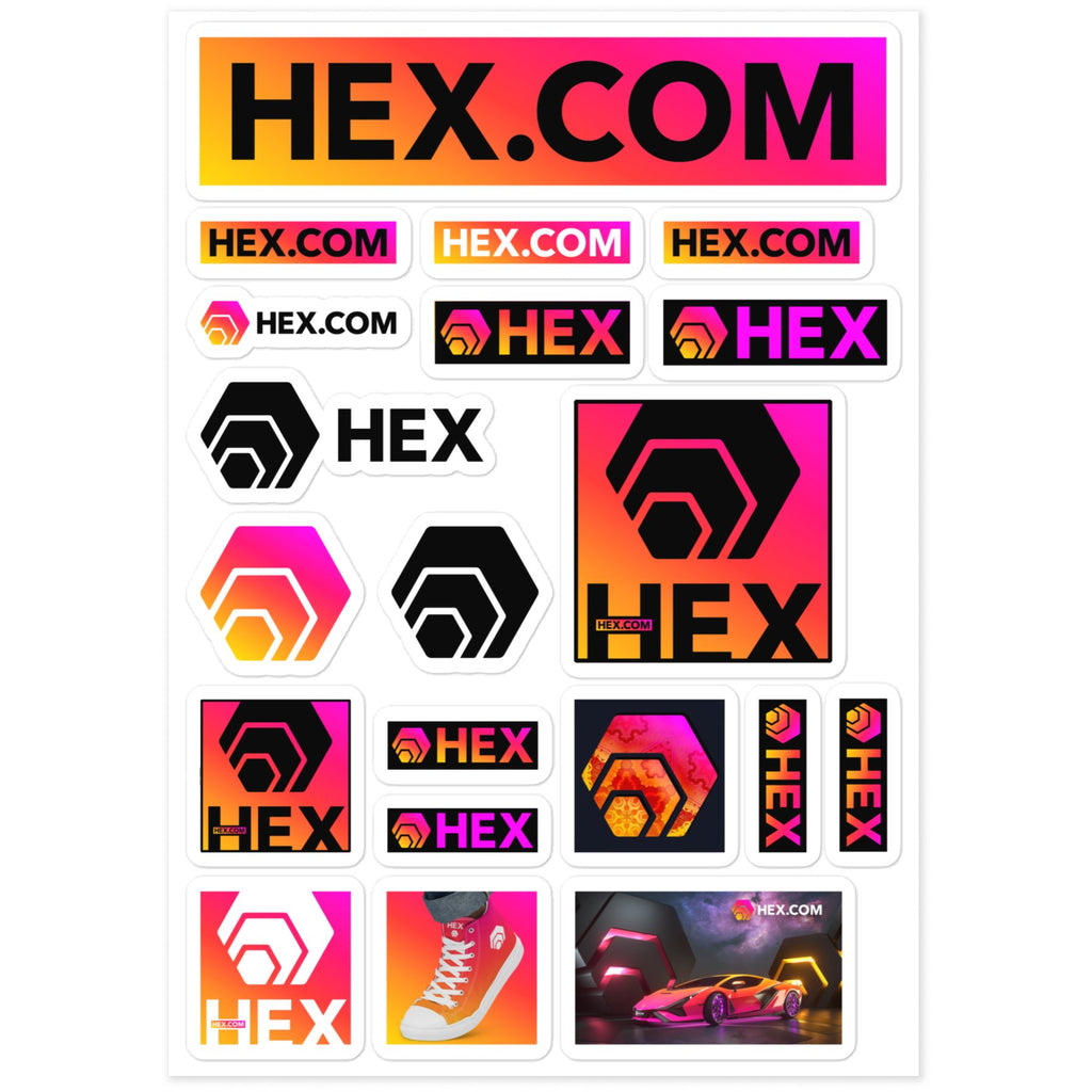 20 HEX Stickers - 5.83″×8.27″ sheet on The Good Shop Online Store