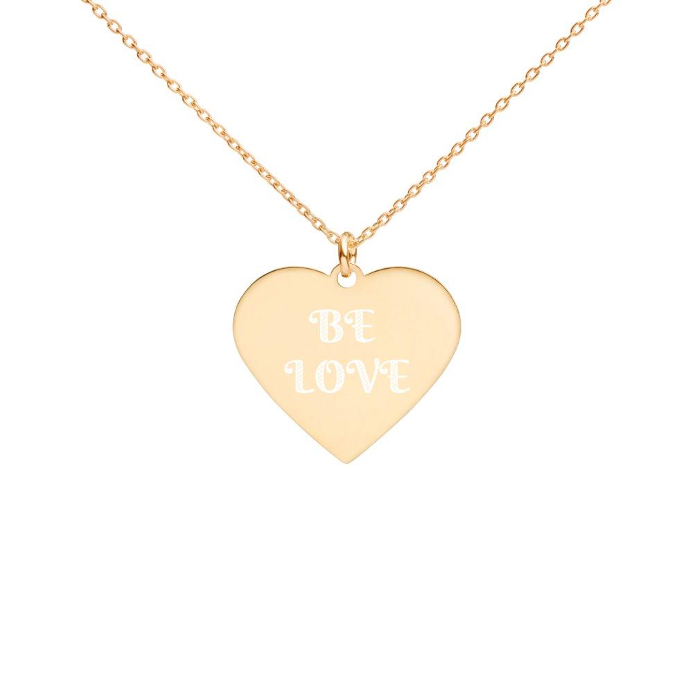 Be Love Heart Necklace - Engraved 24K Gold Coated Silver on The Good Shop Online Store