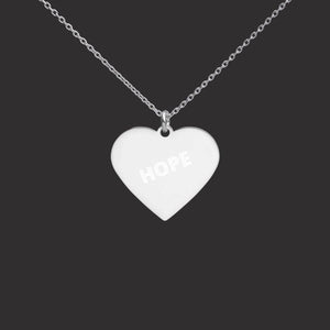 Childhope "HOPE" Silver Heart Necklace with White Rhodium Coating on The Good Shop Online Store