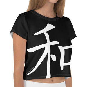 Japanese Peace and Harmony Sign Crop Top - By Worldimproving - Love Backprint on The Good Shop Online Store