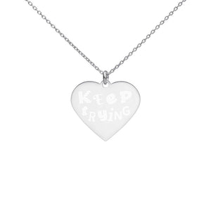 Keep Trying Heart Necklace Silver with Rhodium Coating on The Good Shop Online Store