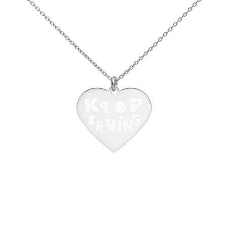 Keep Trying Heart Necklace Silver with Rhodium Coating on The Good Shop Online Store