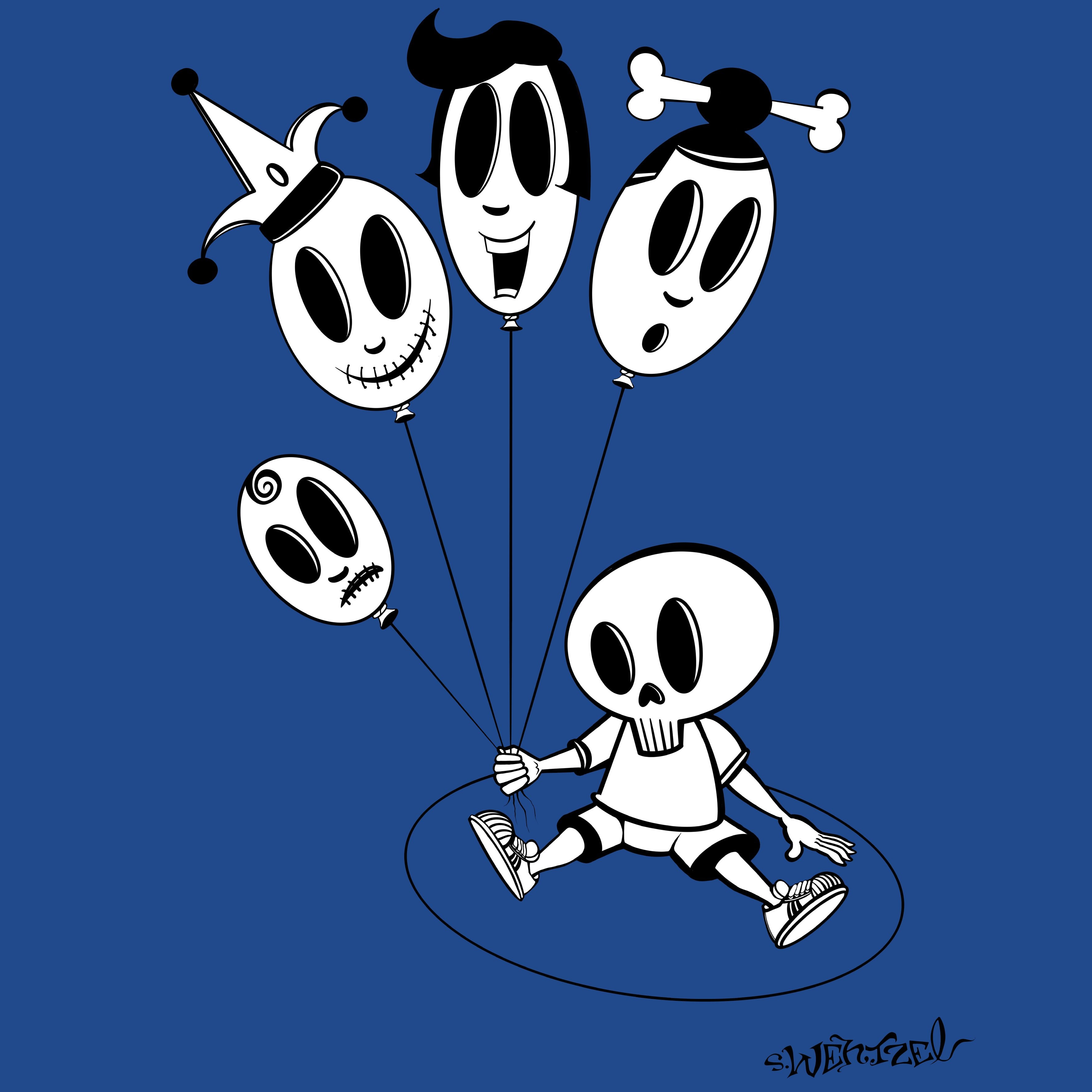 Kids Hoodie - Baloons - Skulls & Ghosts - Stefan Wentzel - Art By Wentzel on The Good Shop Online Store