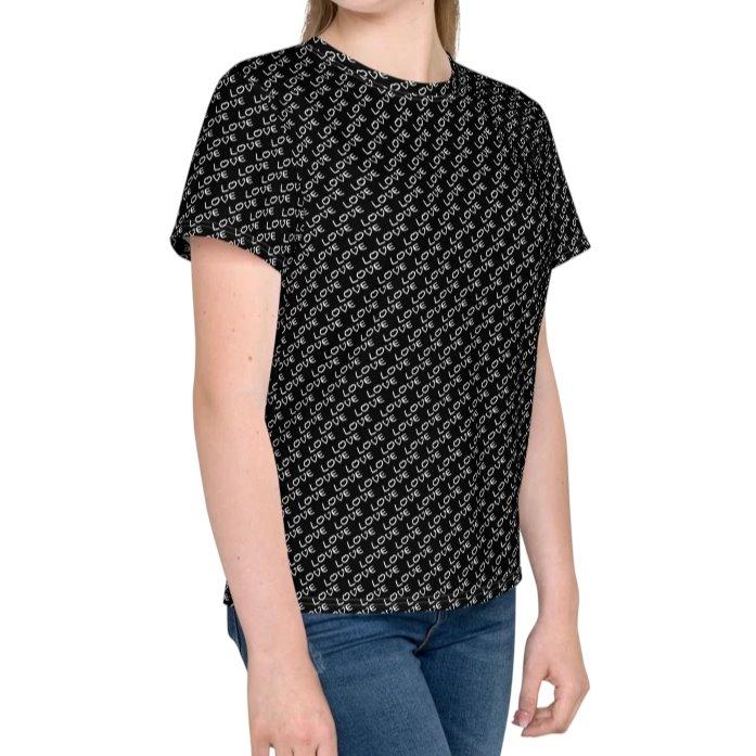 Love Pattern Kids T-Shirt - Black - Youth Sizes on The Good Shop Online Store
