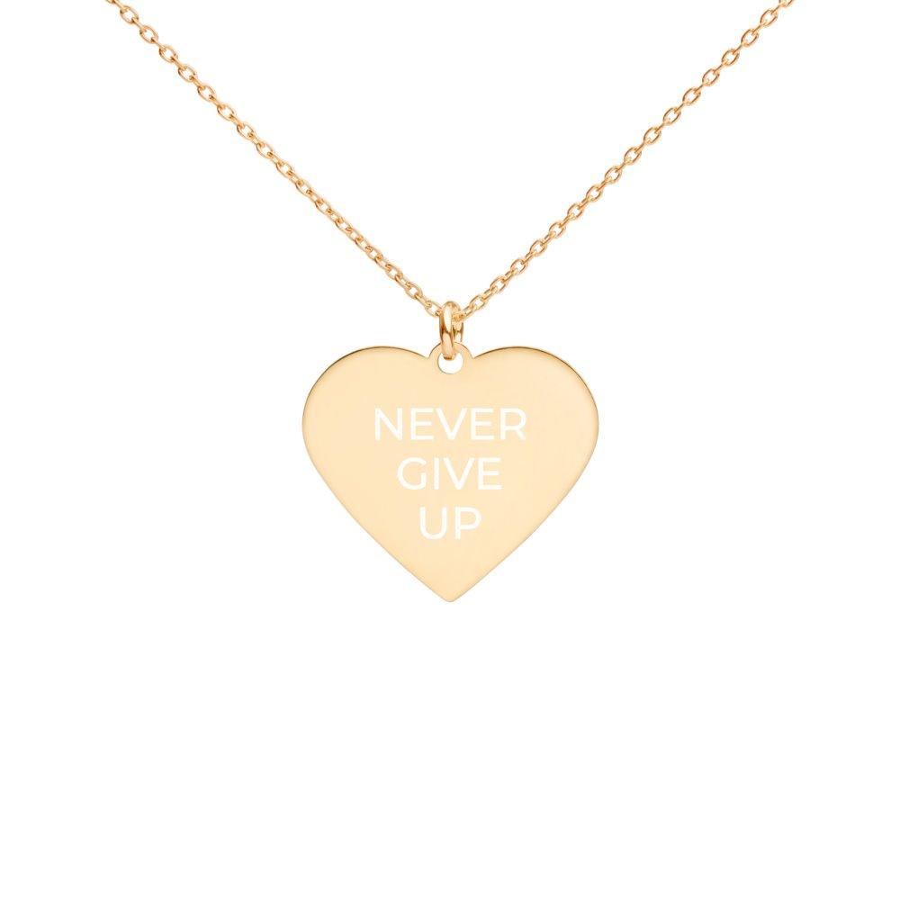 Never Give Up Heart Necklace 24K Gold Coated Silver on The Good Shop Online Store