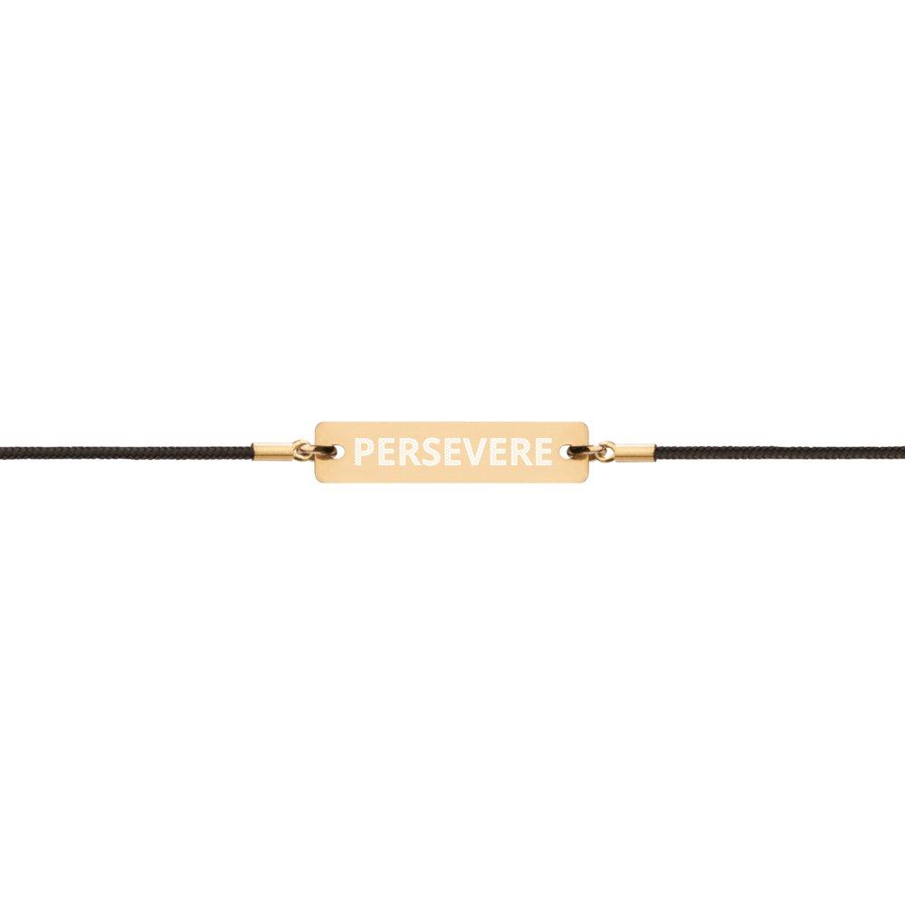 Persevere Bracelet Gold Coated Silver Bar with Vegan Leather String on The Good Shop Online Store