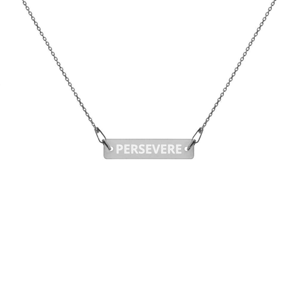 Perseverance Necklace, Engraved Silver Bar Chain, Black Rhodium Coating on The Good Shop Online Store