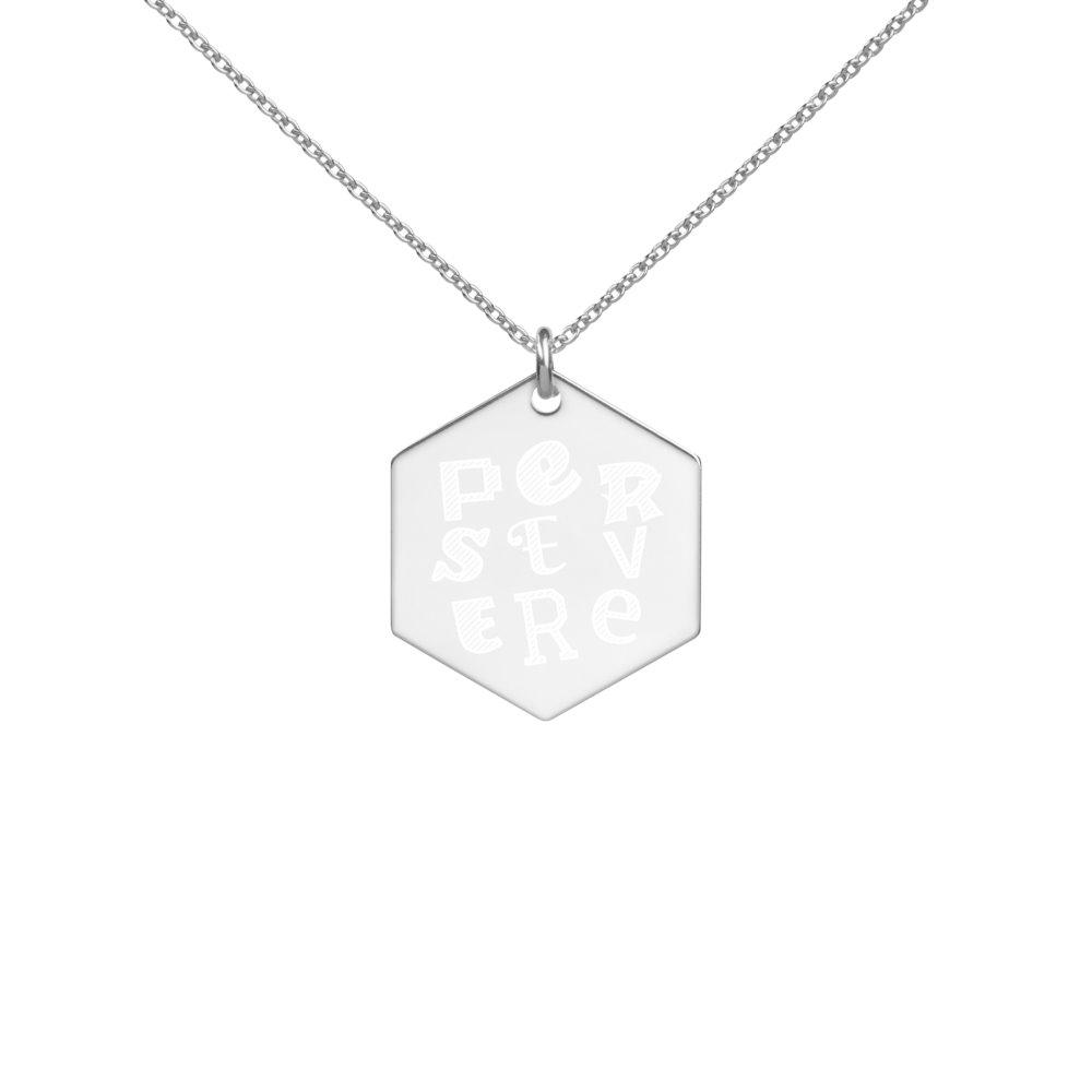 Persevere Silver Necklace with White Rhodium Coating on The Good Shop Online Store