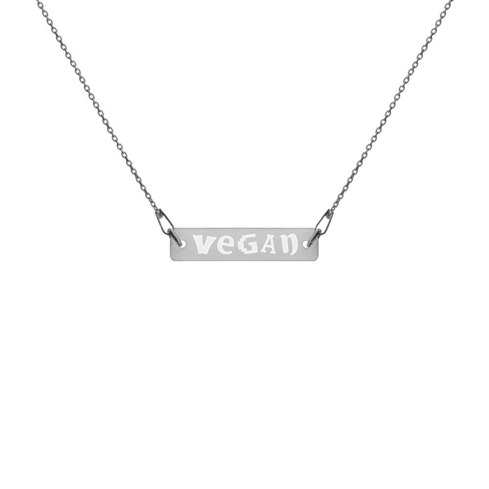 Vegan Necklace Engraved Silver Bar with Black Rhodium Coating on The Good Shop Online Store