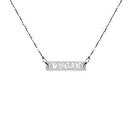Vegan Necklace Engraved Silver Bar with Black Rhodium Coating on The Good Shop Online Store
